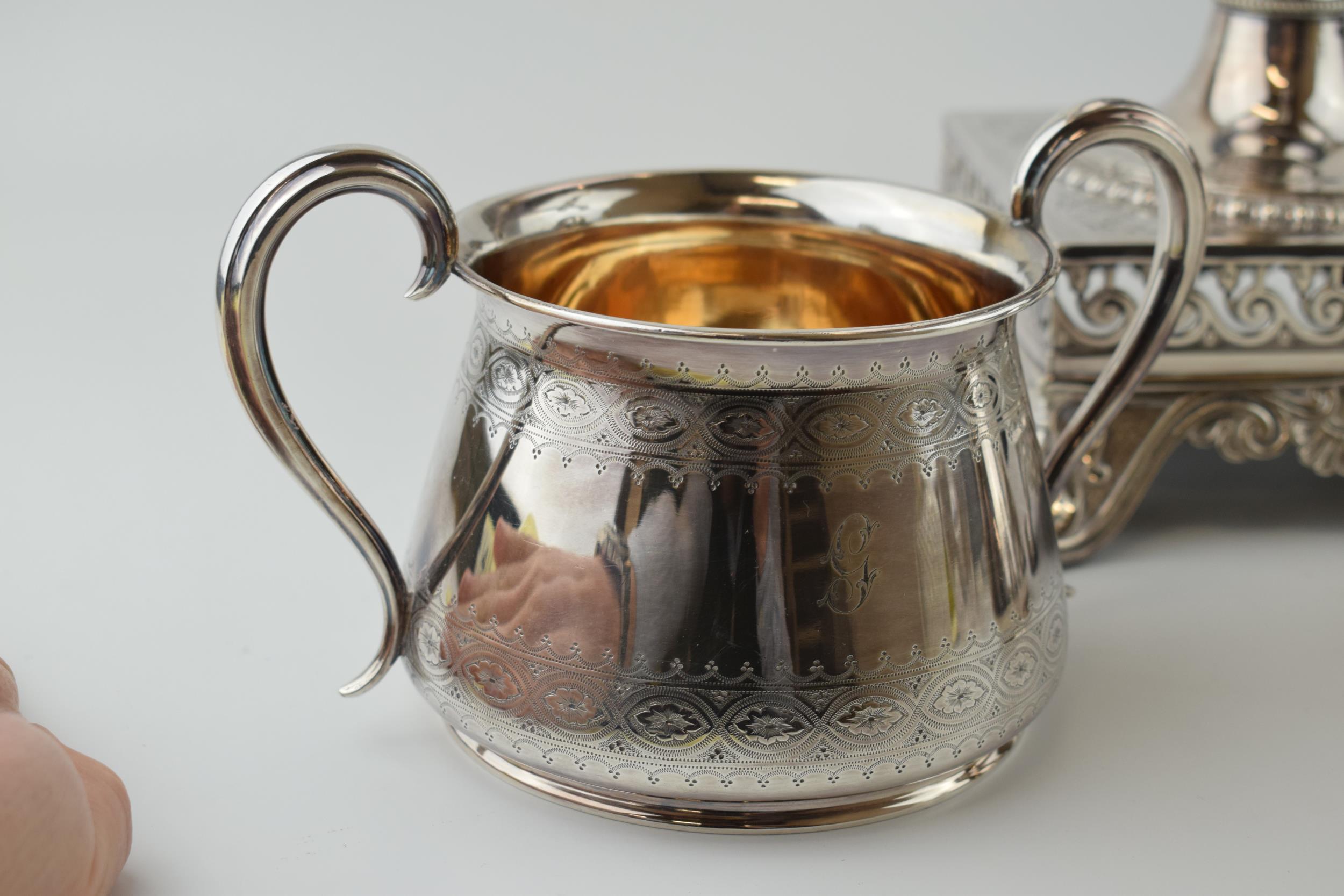 Elkington & Co Silver Plated Samovar, Loysels Patent with engraved decoration flowers, bead edge - Bild 3 aus 8