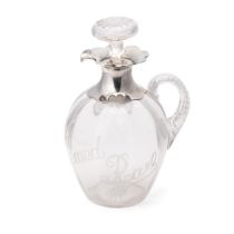 Silver mounted claret jug, 'Old and Rare' inscribed to main body. Hallmarked Sheffield 1901,