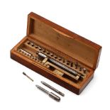 Screw head polishing lathe, watchmakers tool by G. Boley. With various attachments and in original
