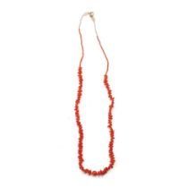 An antique set of micro-carved coral beads, probably Georgian or later, re-strung with modern 18ct
