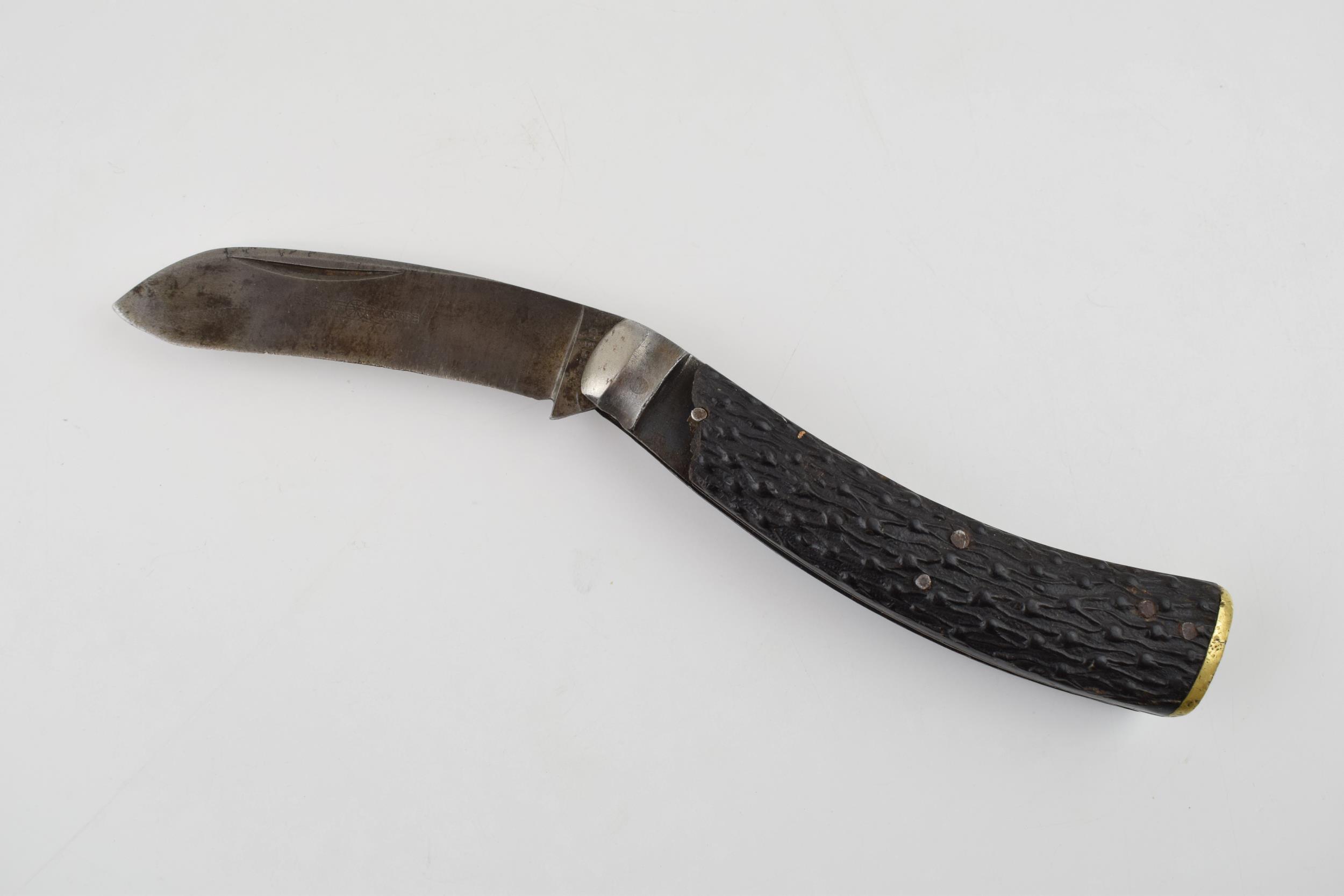 Real Knife Brand Sheffield Bone Handle Flat Cap Folding Pocket Knife Pruner early 1900s 10cm - Image 2 of 4