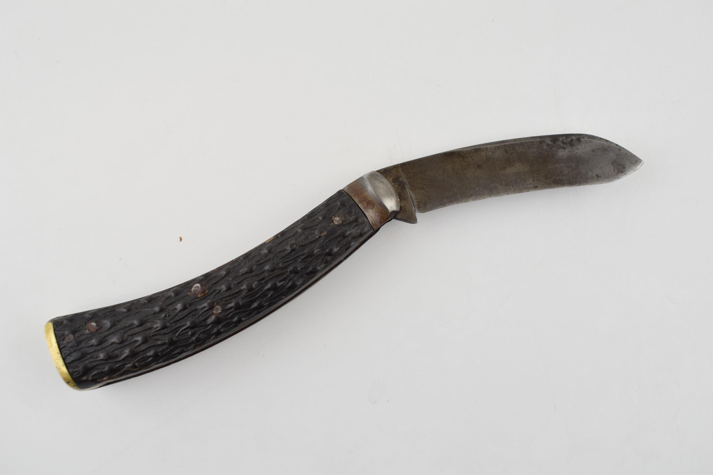 Real Knife Brand Sheffield Bone Handle Flat Cap Folding Pocket Knife Pruner early 1900s 10cm - Image 3 of 4