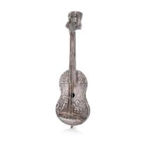 A late Victorian novelty silver figure of a cello, with London import marks, complete with 4