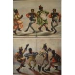 Original Early 1900s Colour Music Show Theatre Advertising Poster Depicting Four Black Dancers