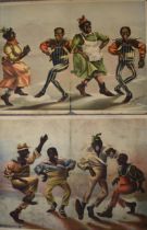 Original Early 1900s Colour Music Show Theatre Advertising Poster Depicting Four Black Dancers