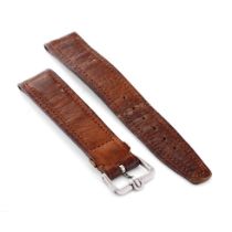 An original vintage Omega 14mm / 15mm brown leather watch strap with silver tone Omega buckle. '