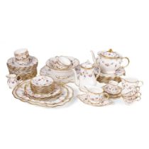 A fifty-six piece Royal Crown Derby Royal Antoinette tea and dinner set to include a teapot, a