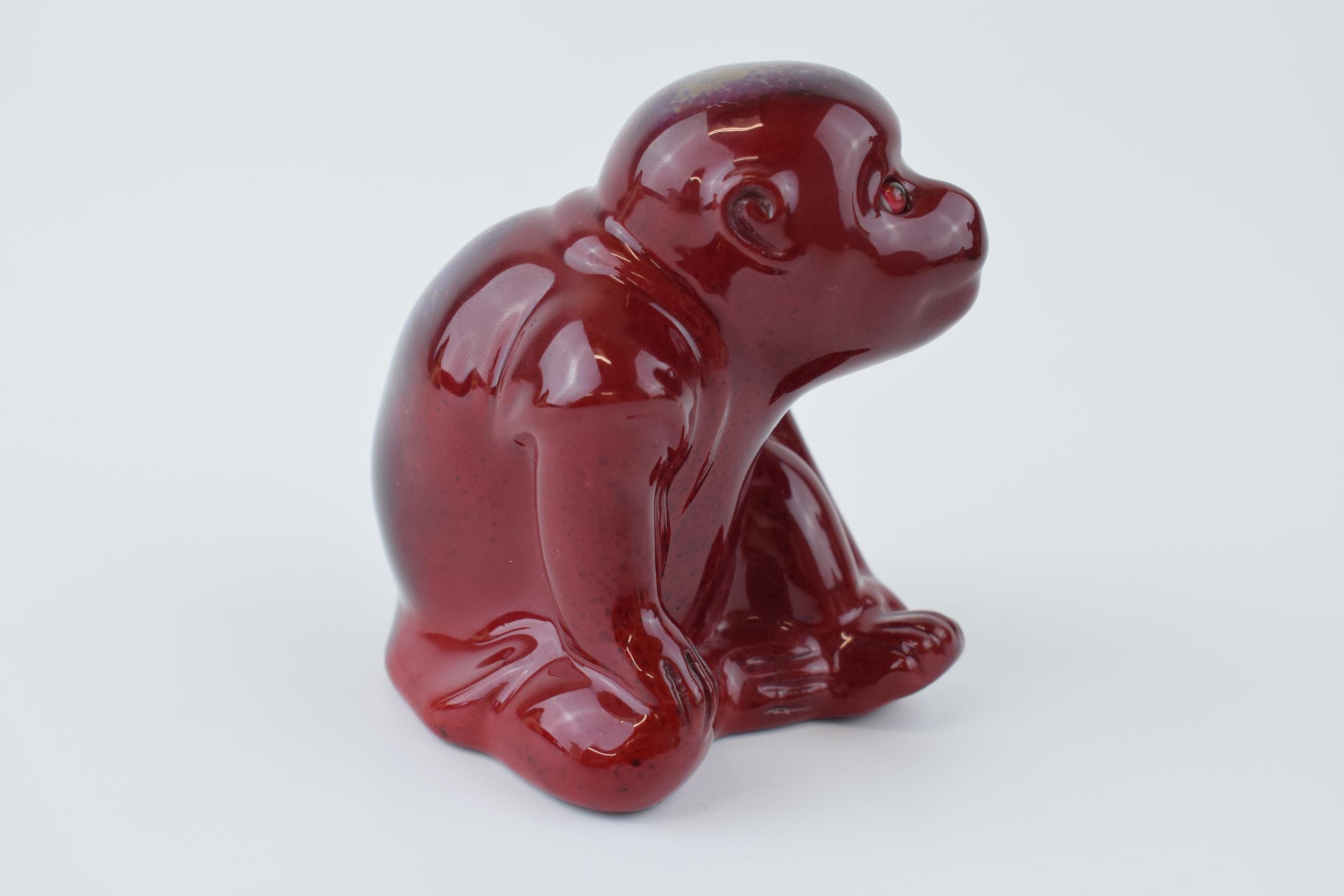 Bernard Moore 'Monkey' Flambe porcelain with glass eyes. Height 8.5cm. Free of damage or - Image 3 of 5