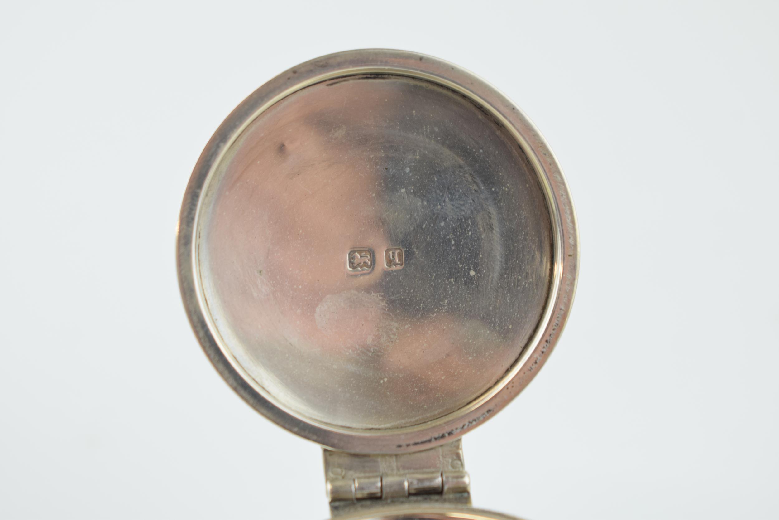 Hallmarked silver inkwell, octagonal shape, Birm 1915, A & J Zimmerman, 7.5cm wide, with glass - Image 3 of 4