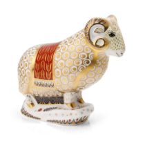 Boxed Royal Crown Derby paperweight - The Ram of Colchis, 14cm high, designed by Tien Manh Dinh