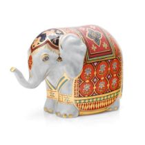 Boxed Royal Crown Derby paperweight, Mulberry Hall Baby Elephant, 10cm high, this is number 220 of a