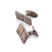 Georg Jensen: a pair of sterling silver cufflinks of plain form, fully hallmarked and named, 20.5