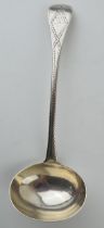 Victorian Irish silver ladle, Dublin 1888, rat tail design to rear, 73.9 grams, 19cm long.