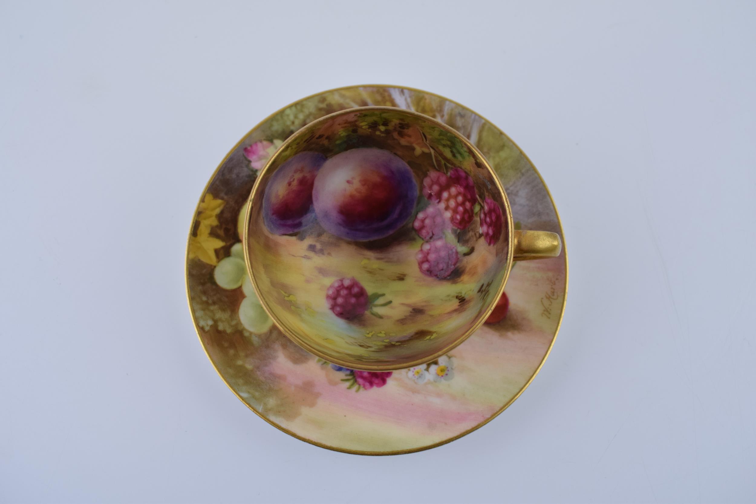 Royal Worcester hand painted fruit scene cup and scene, the saucer signed 'W Hart' and the cup - Image 4 of 8