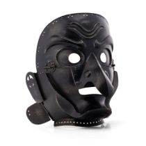 c19th Japanese Samurai Somen Mask Edo period (1603-1868) iron construction front repainted but