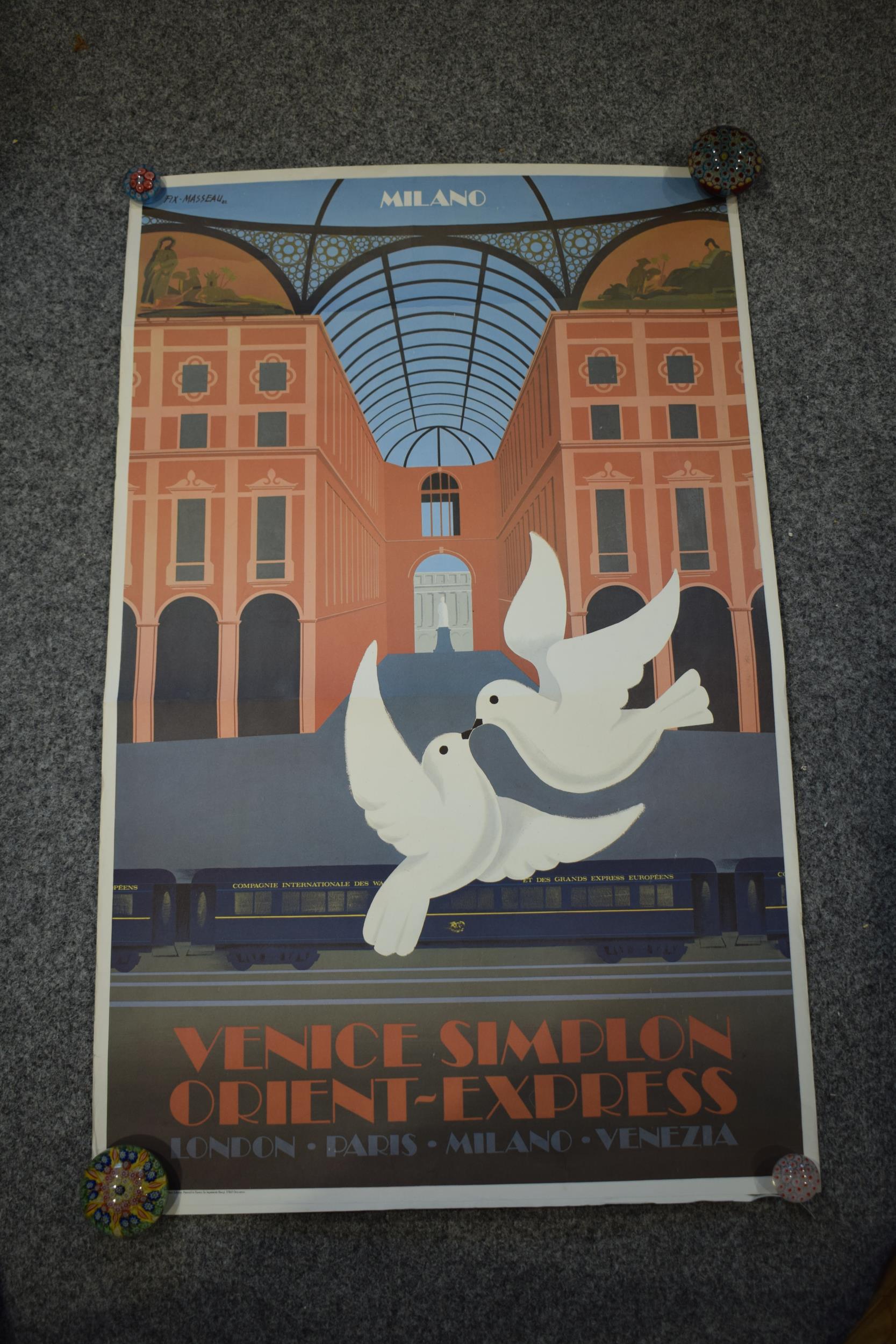 Venice Simplon Orient Express by Fix Masseau 'Milano', 97cm tall x 62cm. Generally good, some - Image 2 of 3