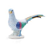 Herend pottery (Hungary) figure of a Pheasant, pattern 5179, in blue fishnet decoration, 32cm
