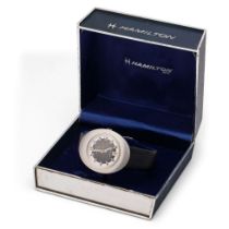 A Hamilton Self - Winding Elliptical Dateline A-595 vintage gentleman's wristwatch. Black dial