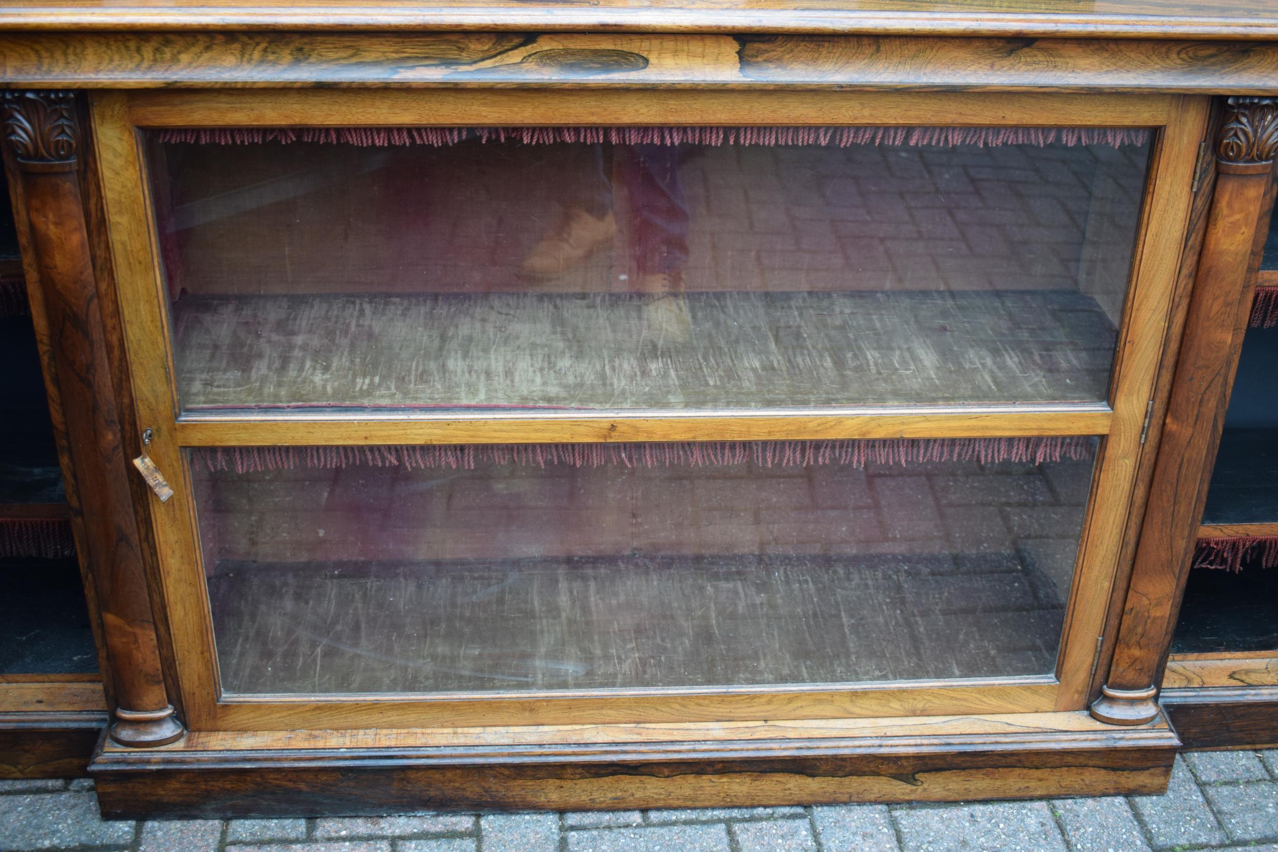 An oversized 19th century mahogany breakfront sideboard credenza with central glazed cabinet, - Image 11 of 13