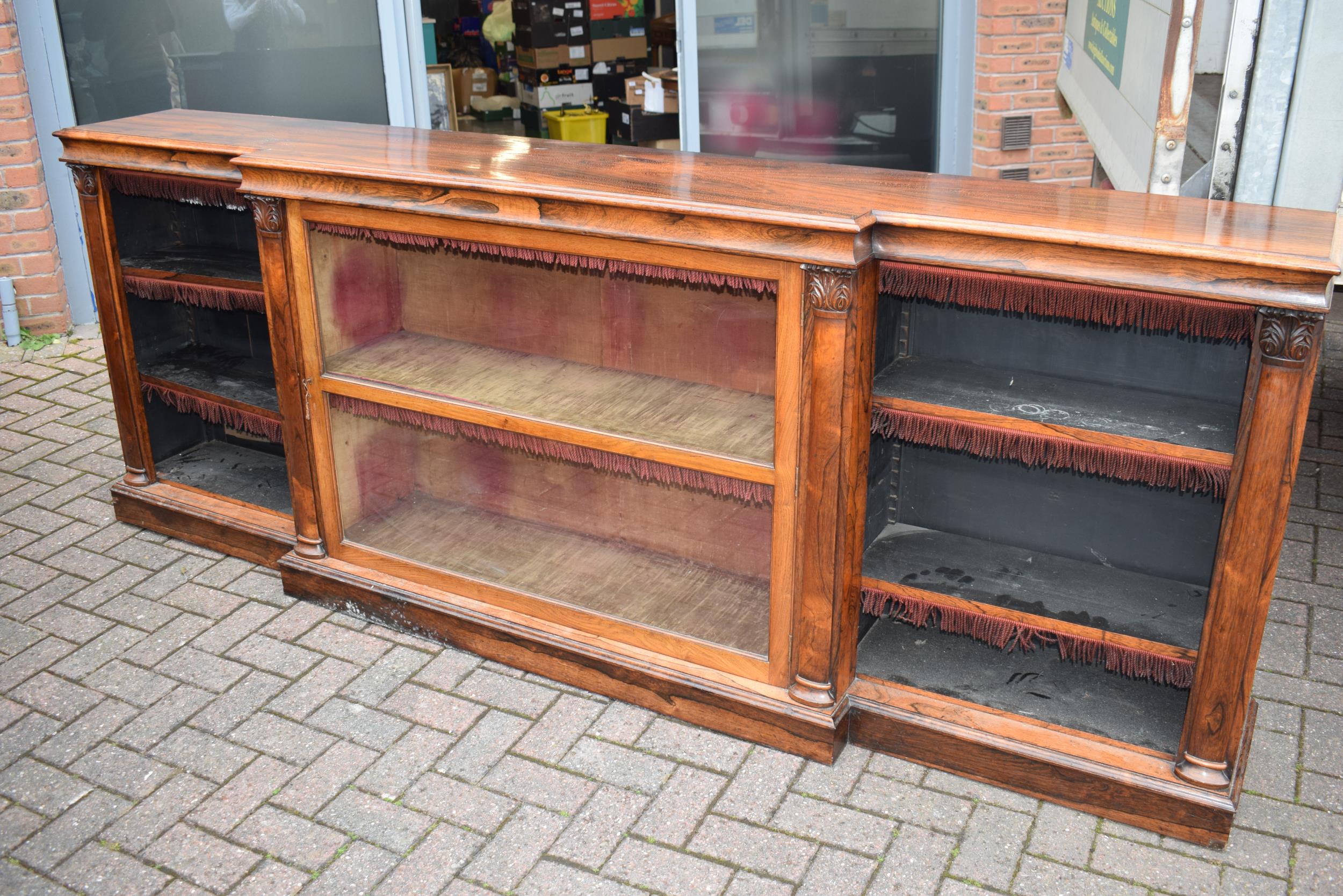 An oversized 19th century mahogany breakfront sideboard credenza with central glazed cabinet, - Image 13 of 13