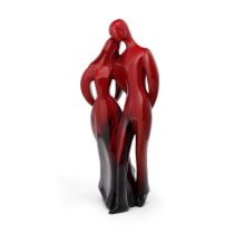 Royal Doulton Flambe prototype Images figure of Man & Woman with arms around each other, height