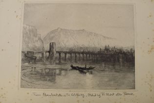 Frank Short, etching after Turner, depicting a gondola on water ‘From Ehrembuitsteirn to Conlemtry’.