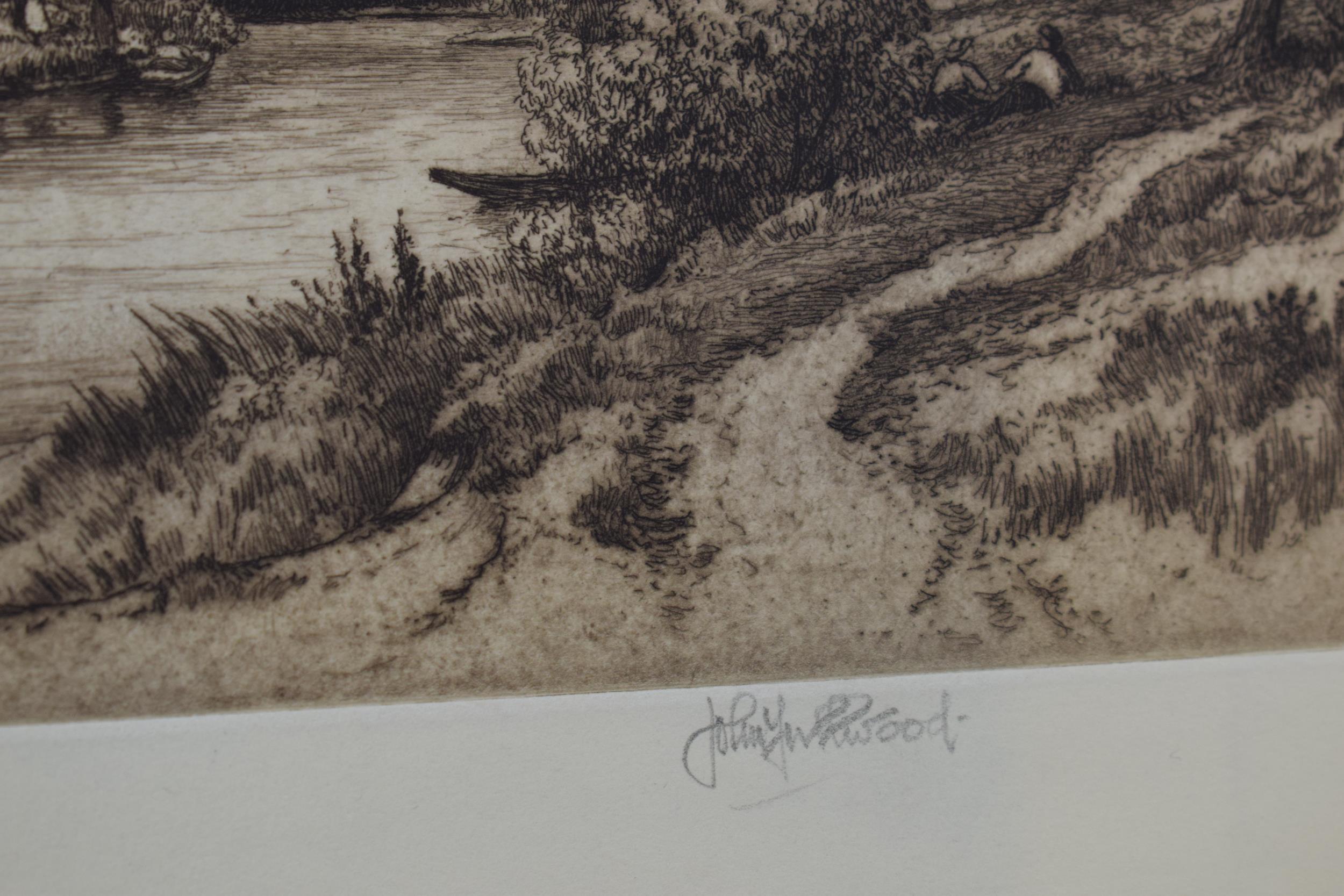 John Fullwodd. F.S.A Three signed etchings depicting river scenes. (3) 36cm x 21cm, 30cm x 24cm - Image 9 of 9