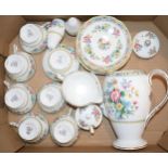 Coalport 'Ming Rose' tea service to include six cups and saucers, teapot, milk and sugar bowl