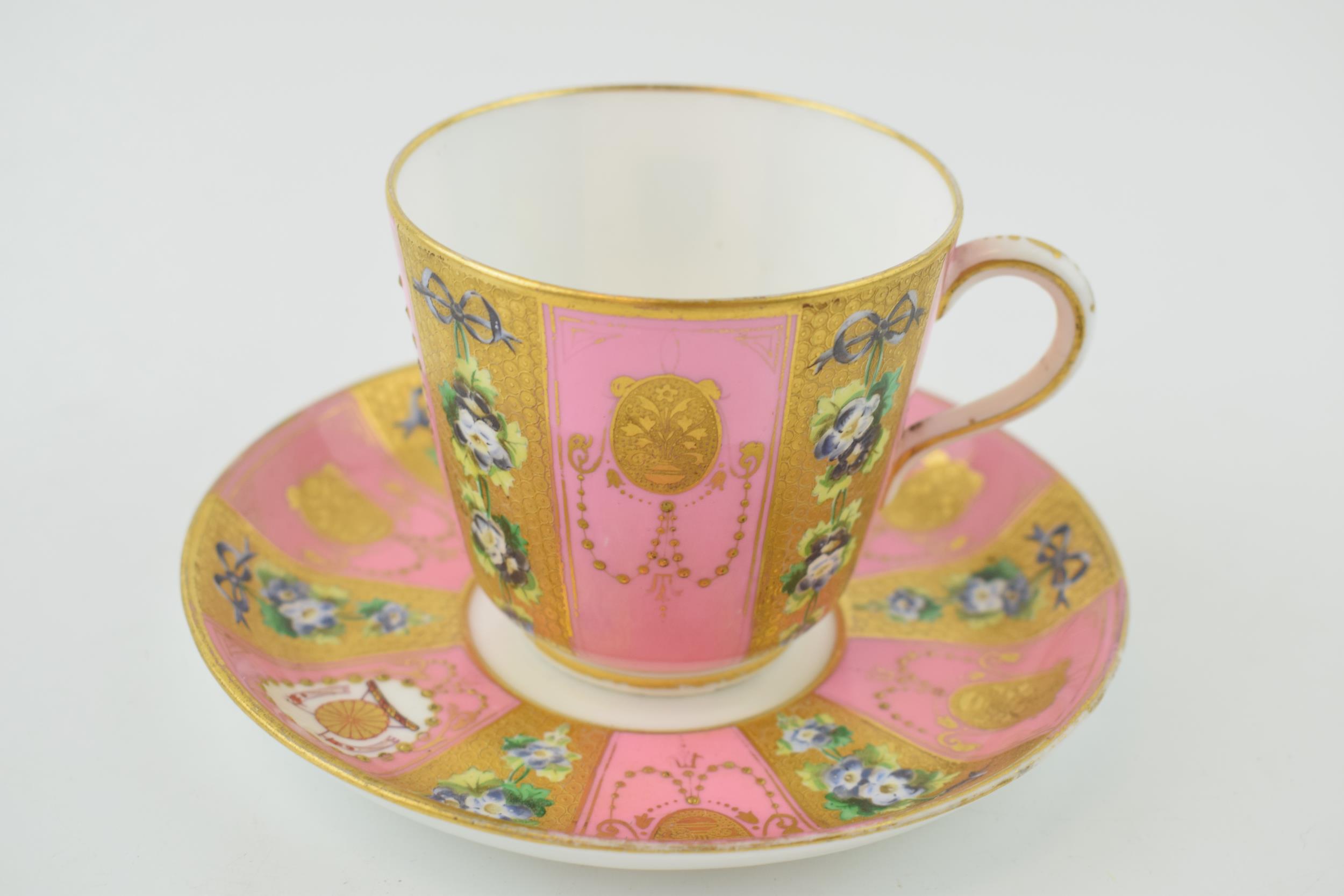 Victorian Minton cup and saucer with heavily gilded decoration, classical design, retailed by - Image 2 of 5