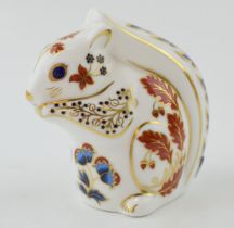 Royal Crown Derby paperweight in the form of an 'Squirrel, first quality, gold stopper, Height 10cm.