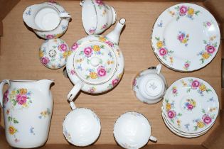 A New Chelsea Staffs tea set to include a teapot, 4 trios, a coffee pot and milk jug (Qty).