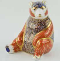 Royal Crown Derby paperweight in the form of a 'Honey Bear', first quality, gold stopper, Height