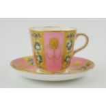 Victorian Minton cup and saucer with heavily gilded decoration, classical design, retailed by