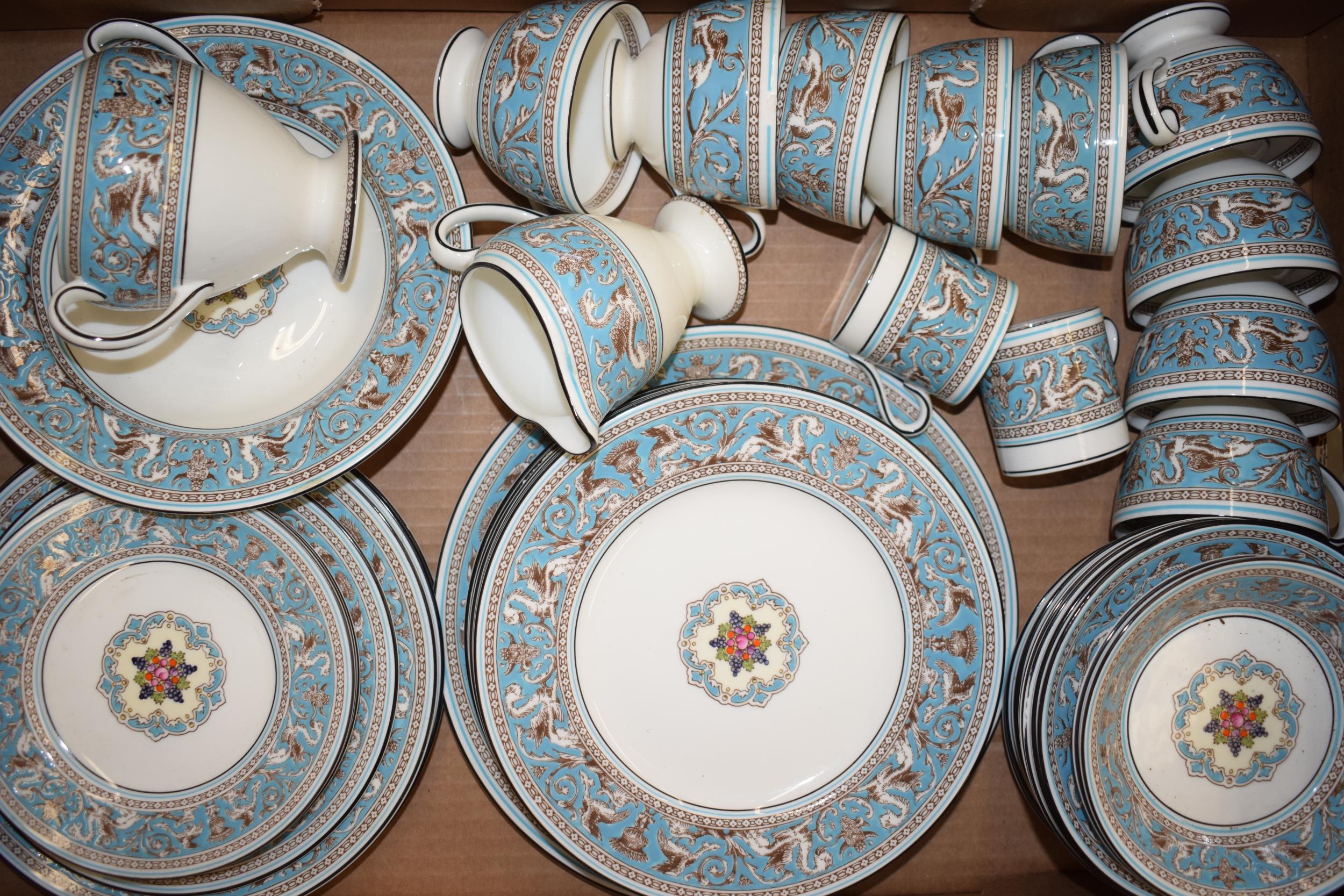 A good collection of Wedgwood Turquoise Florentine to include 9 cups, 2 coffee cans, 13 saucers,
