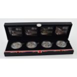 2012 Royal Mint 'Countdown To London 2012' silver proof Piedfort £5 coin collection, containing four