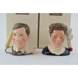 Small Royal Doulton character jugs Carry On Classics Hattie Jacques and Kenneth Williams (2), both