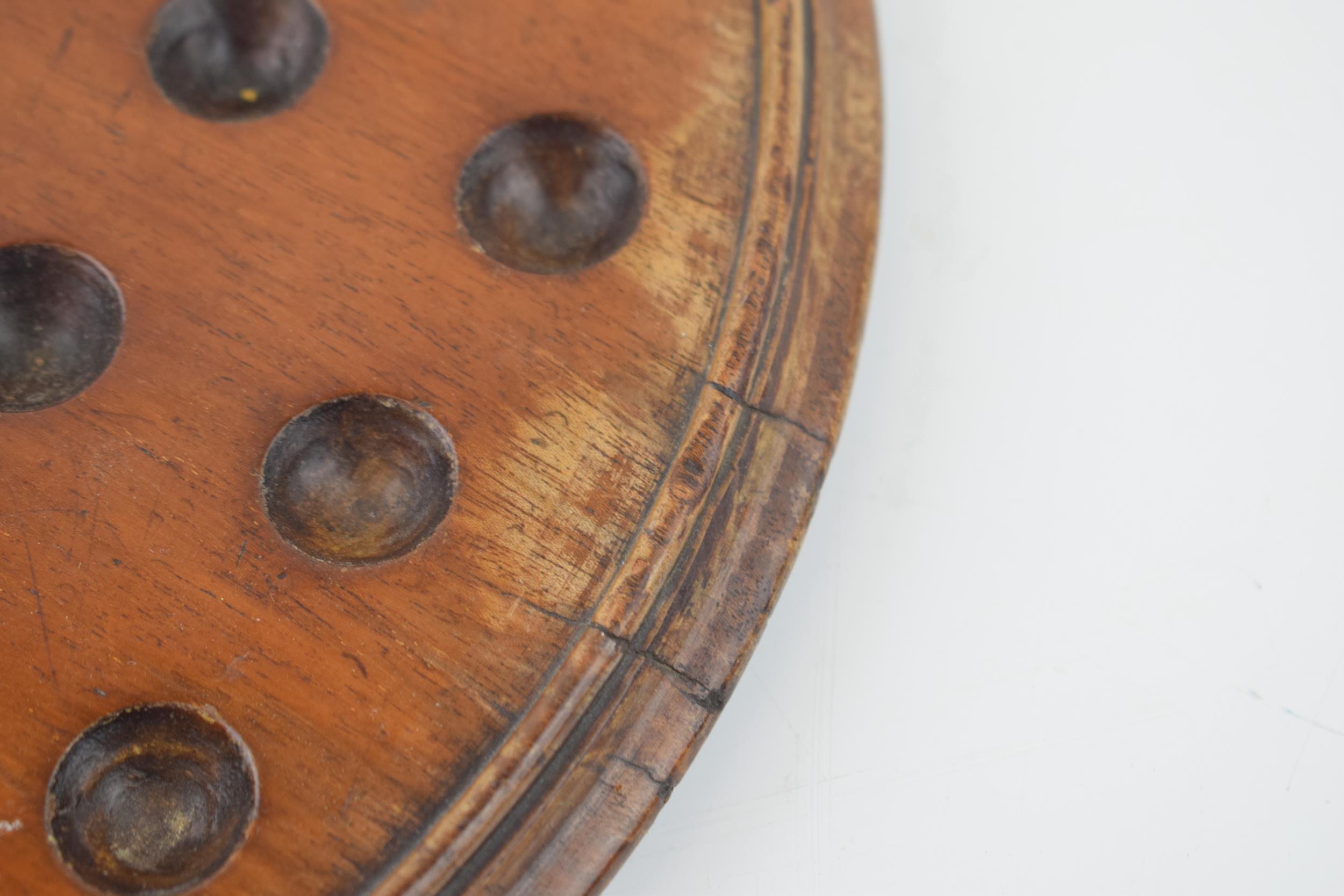 An antique solitaire board with associated marbles. Diameter 30cm. With some light water damage / - Image 4 of 5