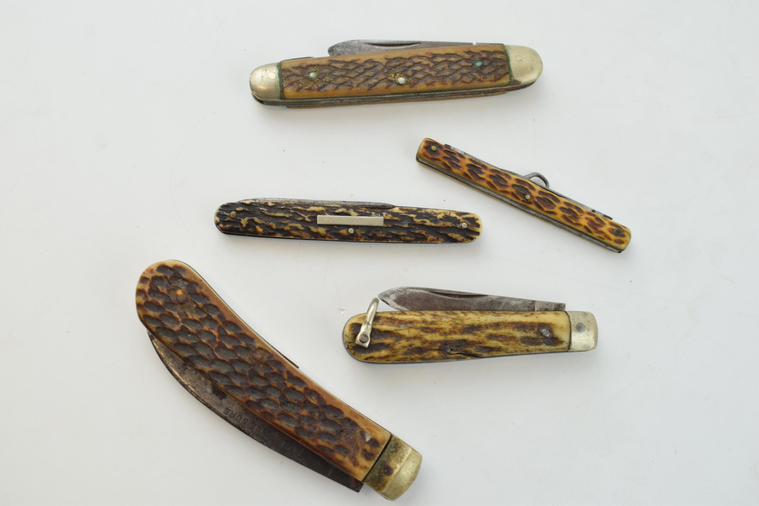 A collection of horn handled pocket knives to include single and double blade examples by - Image 4 of 4