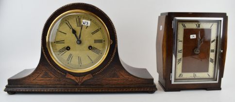 Two vintage mantle clocks to include mechanical clock with chiming movement With pendulum and key