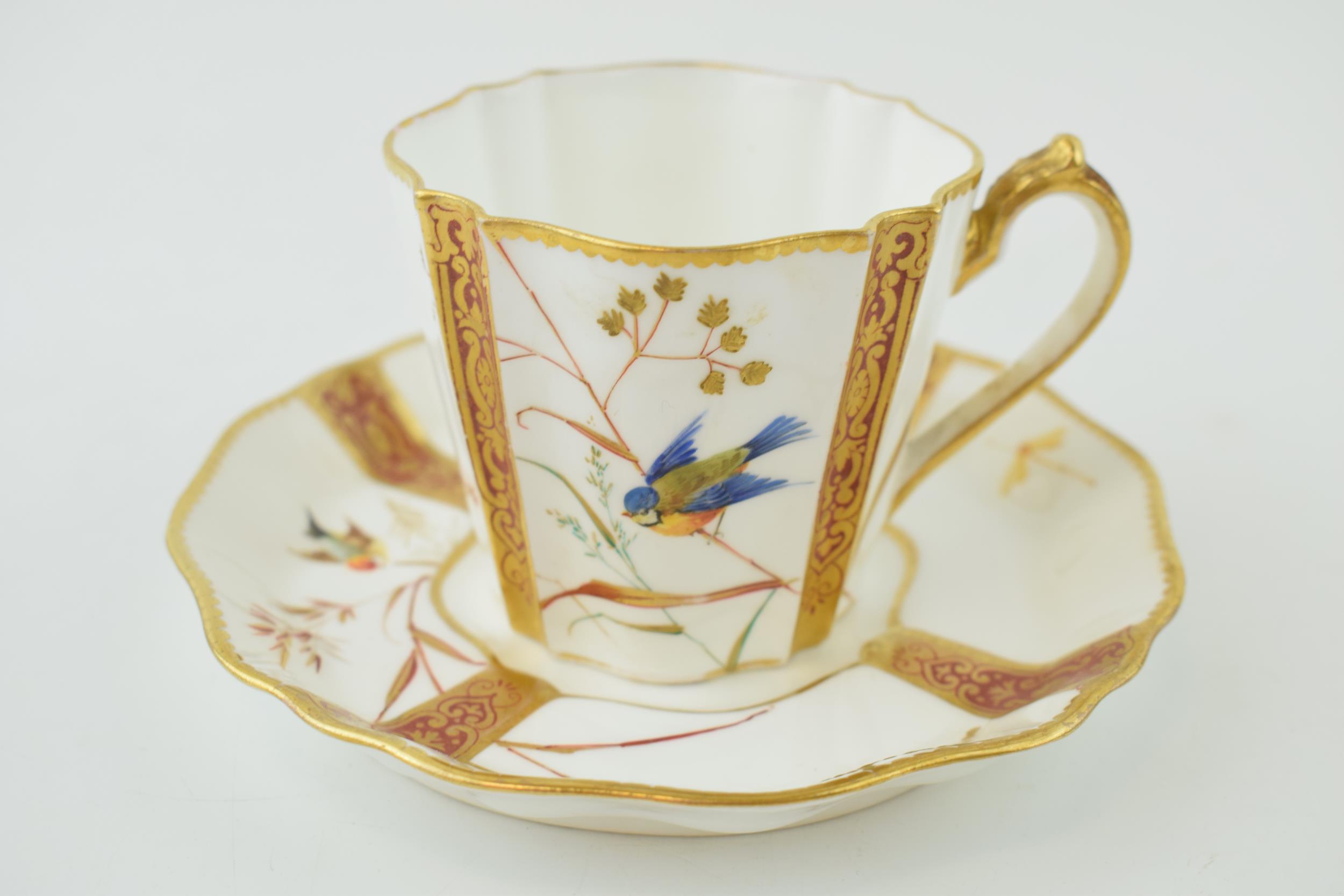 Wedgwood cup and saucer, aesthetic design, with bluetit amongst foliage (2). In good condition