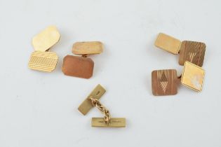 A collection of 9ct yellow gold cufflinks. 15.9 grams (5)