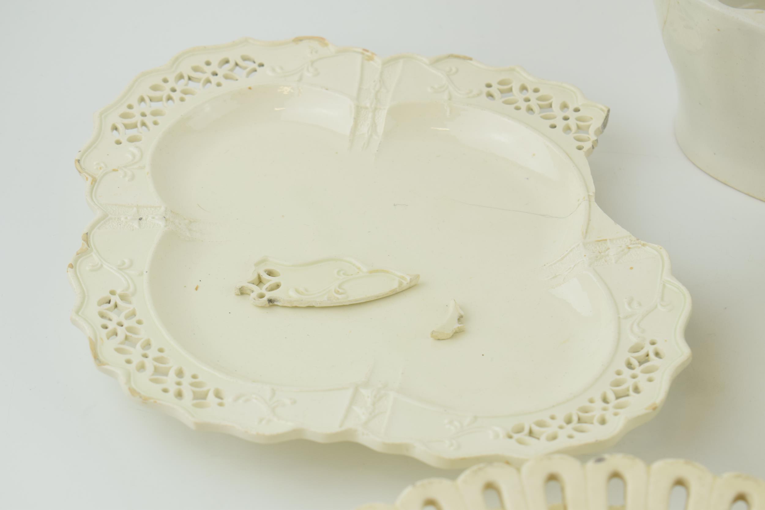 A group of late 18th, early 19th century creamware dessert wares, including pierced plates, - Image 3 of 5