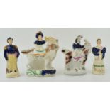 A group of Victorian Staffordshire Figures to include Victoria, Albert and Royal children riding