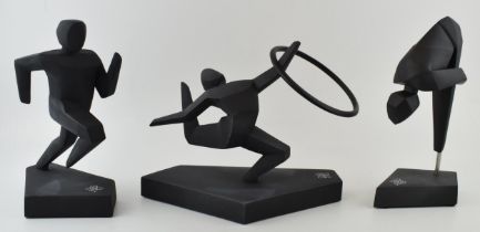 Boxed Royal Doulton sculpture of a Gymnast, a Diver and Athletics, London 2012 Olympics (3). In good