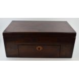 19th century mahogany apothecary box with fitted interior with space for 6 bottles, with brass