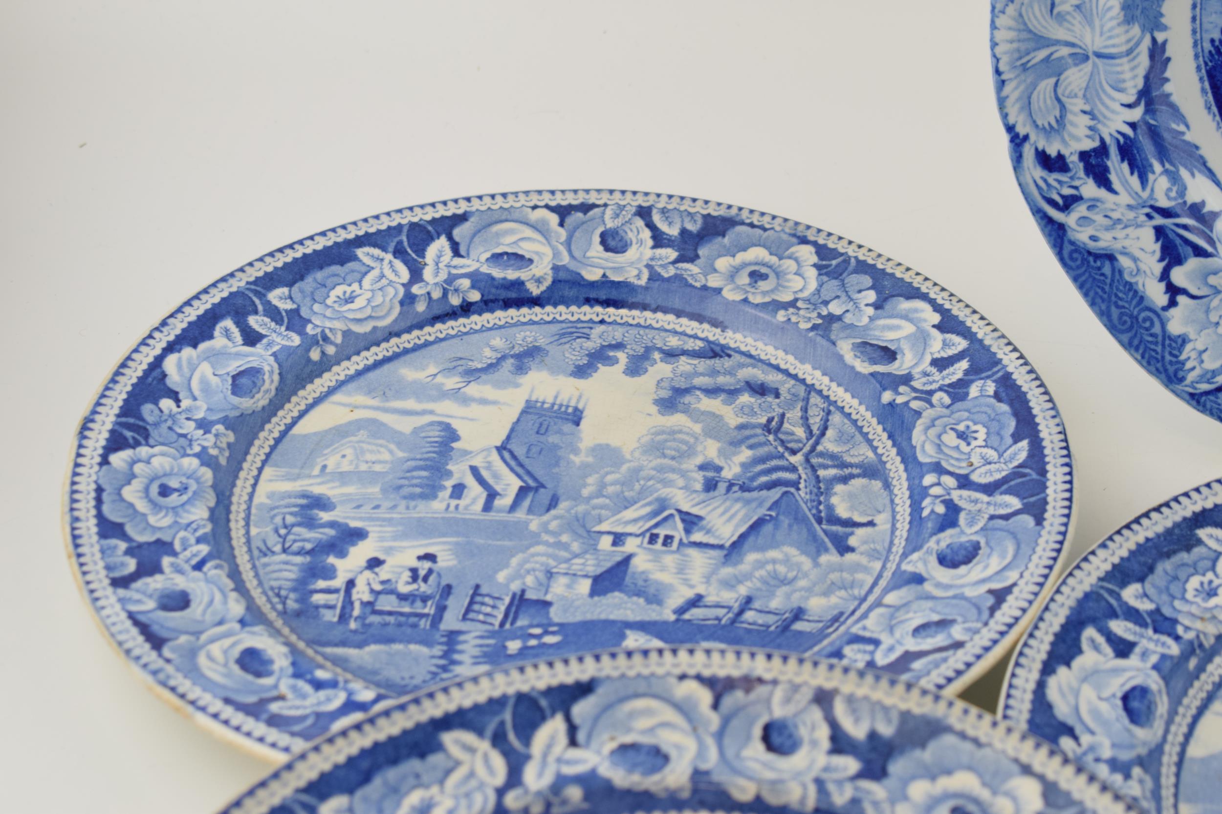 A group of early 19th century blue and white transfer-printed dinner wares, to include five - Image 5 of 7