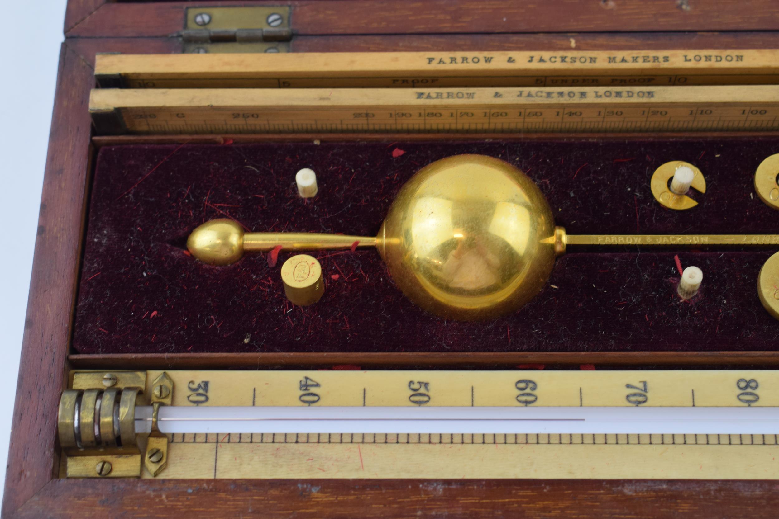 Mahogany cased 19th century Sikes' Hydrometer by Farrow & Jackson, London & Paris. 25cm x 12cm x - Image 2 of 4