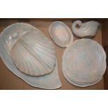 Shorter & Son Ltd Art Deco dinner ware items in the form of sea shells to include tureen, gravy boat