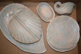Shorter & Son Ltd Art Deco dinner ware items in the form of sea shells to include tureen, gravy boat