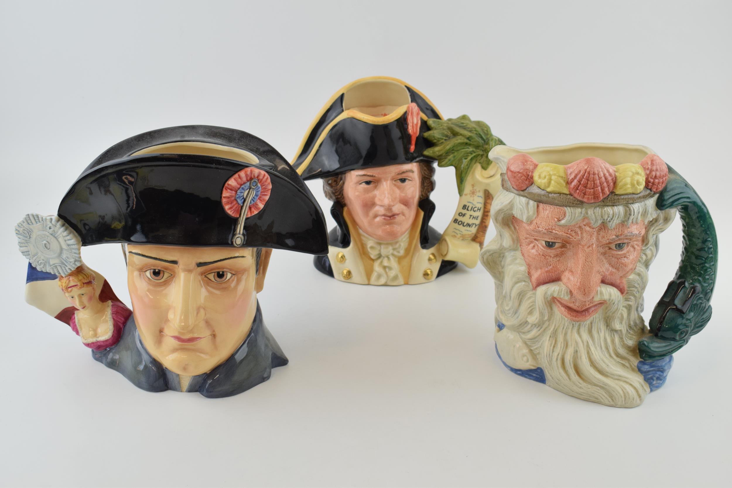 A trio of large Royal Doulton character jugs to include Napoleon Bonaparte, Captain Bligh and